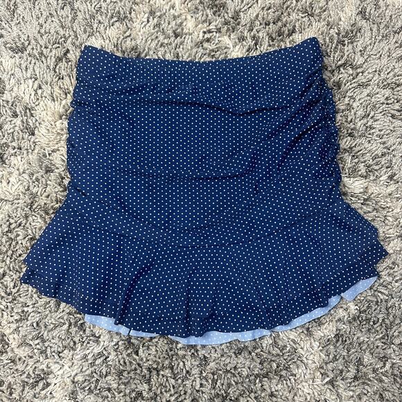 Unique Vintage Alice Swim Skirt High Rise Ruched Retro Blue Polka Dot XXL 2XL 2X - Picture 1 of 15